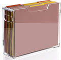DINGHUO Acrylic File Organizer Box Letter Size Hanging File Organizer, Clear Portable File Folder Box with Handle, Filing Crate Bin Holder for Desk, Office, Home, School - 1 Pack