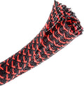 Cable Management Sleeve, Split Design, 10FT - 1/2 Inch, Black/Red | Cord Protectors from Pets | Heat & Abrasion Resistant Wire Loom | Automotive Wiring & Home Office Cable Organization