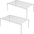 iPEGTOP Set of 2 Kitchen Cabinet Shelf Organizer, Medium (13 x 9.4 Inch) Bathroom Cabinet Organization Wire Shelf Rack, Rustproof Storage Space Saver Shelves for Countertops Pantries Utensils