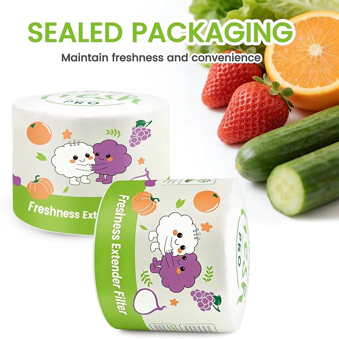 Ethylene Absorber for Fruit and Vegetable Storage, 340g x 2 Pack Cylindrical Ethylene Remover, High Capacity Produce Saver for Refrigerator, Fruit Storage Containers and Produce Cabinets