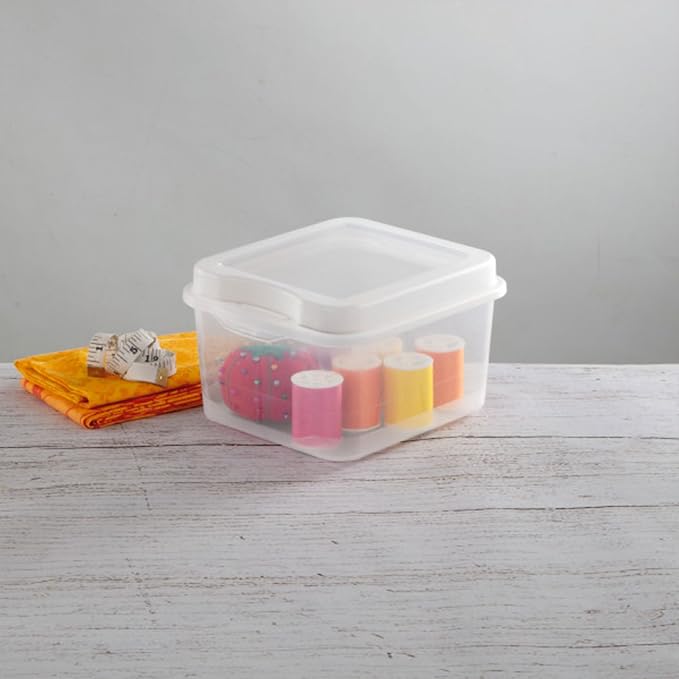 Sterilite 18038612 Small Flip Top Storage Box (24) | Bin with Hinged Lid, Stackable Multipurpose Organizer for Art & Craft Supplies, Accessories, Photos & CDs, Home or Office Use
