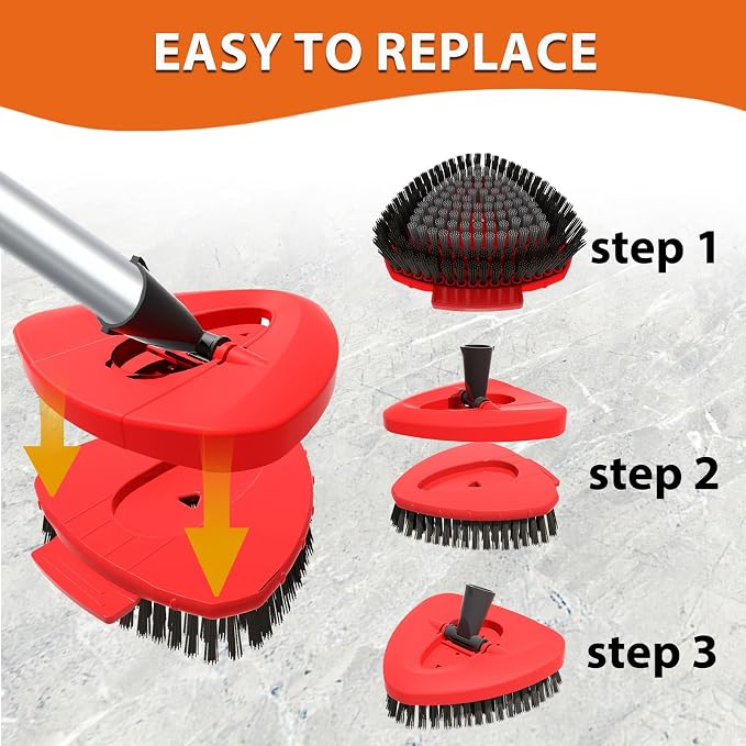 Fatmass Scrub Brush Mop Head Replacement Compatible with O Cedar EasyWring 1 Tank Spin Mop,New Upgrade Stiff Bristle Shower Brush Scrubbing Brush Cleaning Brush for Bathroom, Kitchen, Tub, Tile