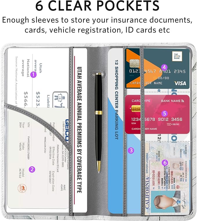 CoBak Car Registration and Insurance Holder | Vehicle Glove Box Organizer, Auto Truck Compartment Document Case with Magnetic Closure for Insurance & Driver License