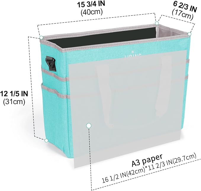 JJRING Craft Organizer Tote Bag, Large Art Storage Caddy with Multiple Pockets, Sky Blue Sewing Bag for Art, Craft, Scrapbooking, School, Medical, and Office Supplies Storage