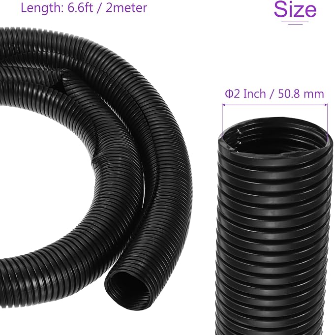 DMiotech 6.6ft Wire Loom Split Tubing 2 Inch(50.8 Mm) ID, Cord Protectors from Pet Flexible Conduit Cable Management for Office, Home, Garden, Black