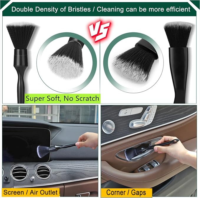 Fitosy Car Interior Duster Detail Brush Cleaning Gel Kit, Dust Remover | Slime Putty Cleaner Soft Detailing Brushes Car Accessories Essentials Supplies Tools for Men Women, Auto Truck SUV RV