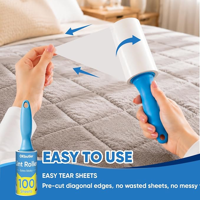 600 Sheets Lint Roller for Pet Hair, Lint Remover, Extra Sticky with Spiral Easy Tear & Ergonomic Handle, Multipurpose for Clothes, Furniture, Carpet & Car Seats