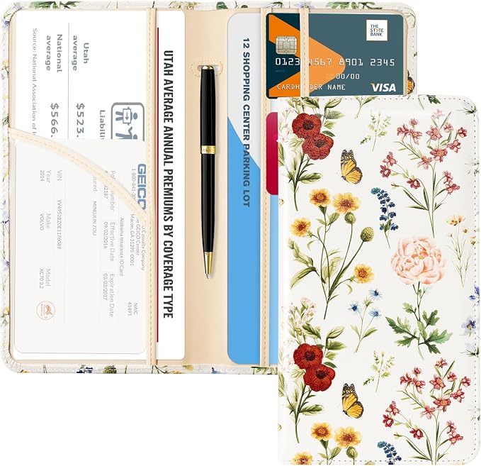 CoBak Car Registration and Insurance Holder | Vehicle Glove Box Organizer, Auto Truck Compartment Document Case with Magnetic Closure for Insurance & Driver License