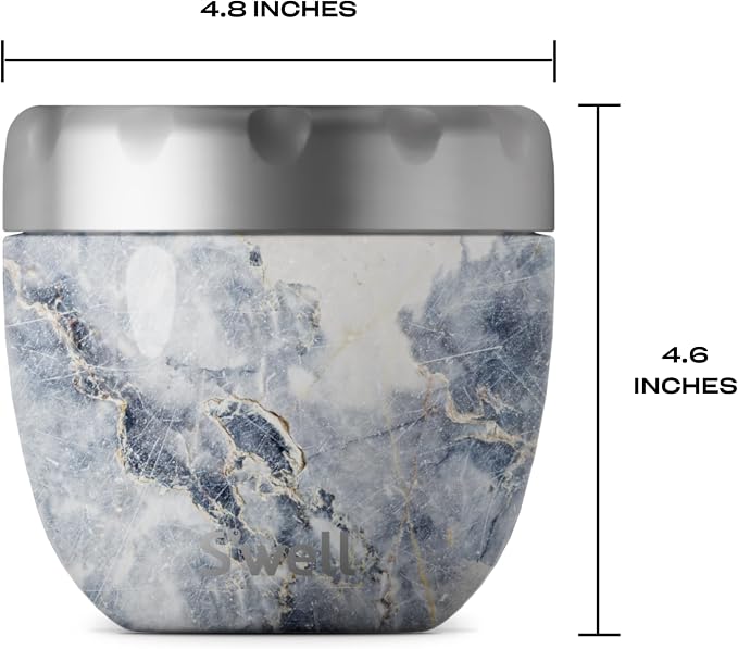 S'well Stainless Steel Bowls-21.5 Oz Triple-Layered Vacuum-Insulated Containers Keeps Food and Drinks Cold for 11 Hours and Hot for 7-with No Condensation-BPA Free, 21.5 oz, Blue Granite