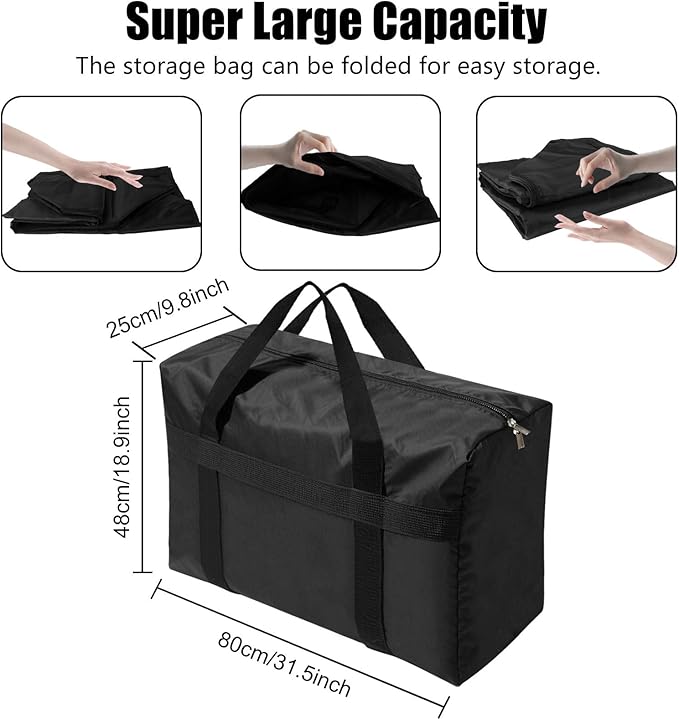 Extra Large Moving Bags with Strong Zippers, Storage Bags with Carrying Handles, Duffle Bag Packing Bags for Moving, Storage, Travel and Camping, Storagebag Totes for Space Saving