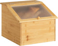 HOOBRO Bread Box, Bread Storage Container, Bread Box for Kitchen Countertop | Bamboo Bread Box with Fluted Acrylic Door, Bread Bin for Pantry, Farmhouse Bread Holder, Breadbox Organizer, Large Bread Box