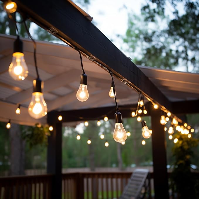 Hetyue Hooks for Outdoor String Lights Clips: 40Pcs Heavy Duty Light Hook | Outside Clear Cord Holders with Waterproof Adhesive Strips - Sticky Clip for Hanging Christmas Lighting Outdoors