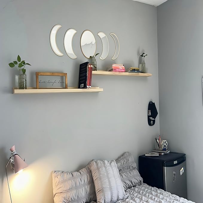 AZSKY Floating Shelves Wall Mounted Set of 2 Natural Wood Picture Shelves Wall Shelves for Bedroom Bathroom Living Room Kitchen Laundry Room Storage & Decoration 24 Inch