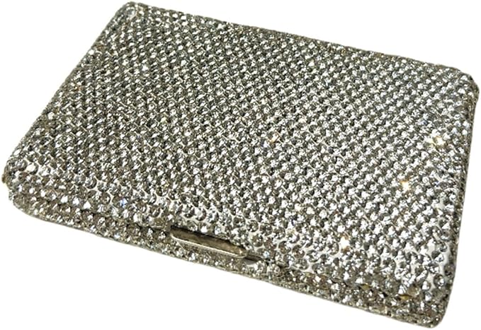 1Pc Card Wallet Card Case Bling Bling Business Card Holder,Silver | Fashion,Crystal and Aluminum,Unisex-Adults,Compact Purse,Rhinestone