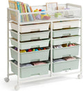 Rolling Craft Cart with Wheels and 10 Drawers, Art Cart Organizer and Storage, Rolling Storage Cart for Organizing Crafts, Yarn, Toys, School Supplies, etc
