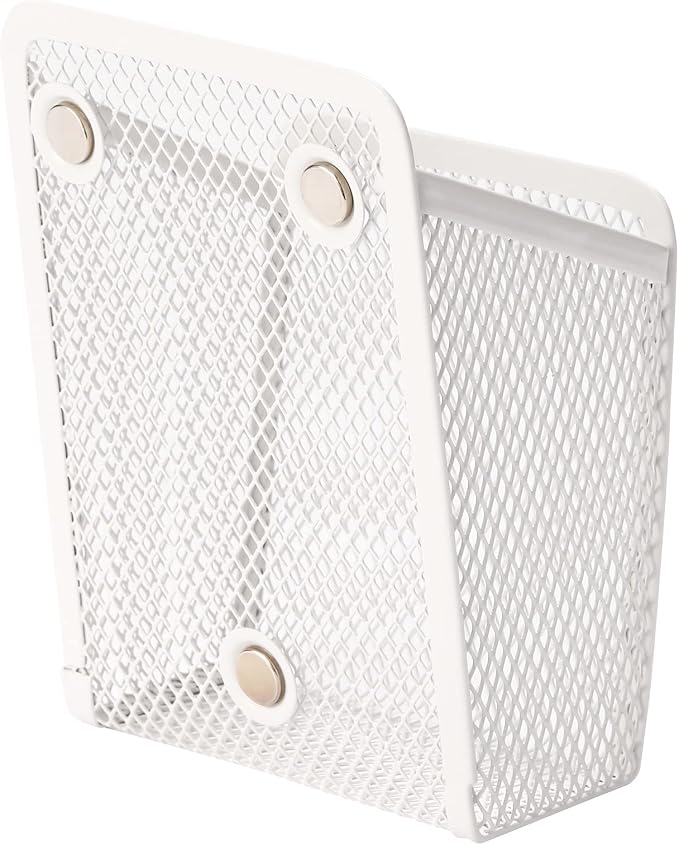 Magnetic Pencil Holder,Mesh Stainless Steel Pen Basket, Metal Writing Utensil Storage Organizer for Whiteboard,Blackboard,Kitchen, Locker, Home, or Office