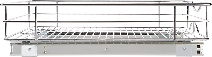 Home Zone Living Pull Out Kitchen Cabinet Organizer with Slide Out Drawer for Space Saving Storage, 17” W x 21” L