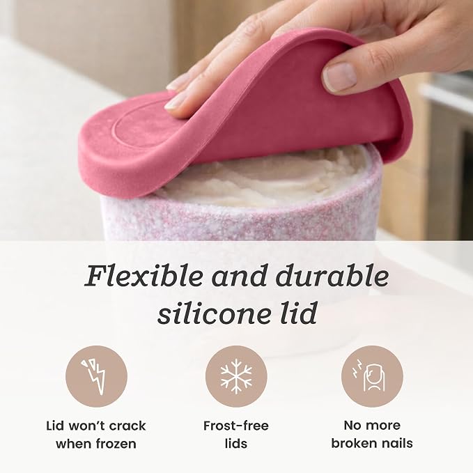 StarPack Freeze The Day Homemade Ice Cream Containers (2-Pack, 1 Quart) - Airtight Silicone Lids, BPA-Free Reusable Freezer Tubs with Dry Erase Pen and Labels - Stackable, Sage Green and Pink