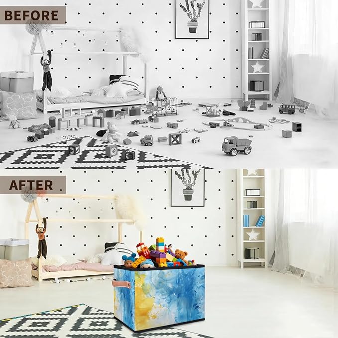 Marble Closet Storage Bin, Foldable Storage Baskets for Shelves, Decorative Shelf Organizer Modern Art Fabric Cube Bin for Living Room Bedroom Home Dorm