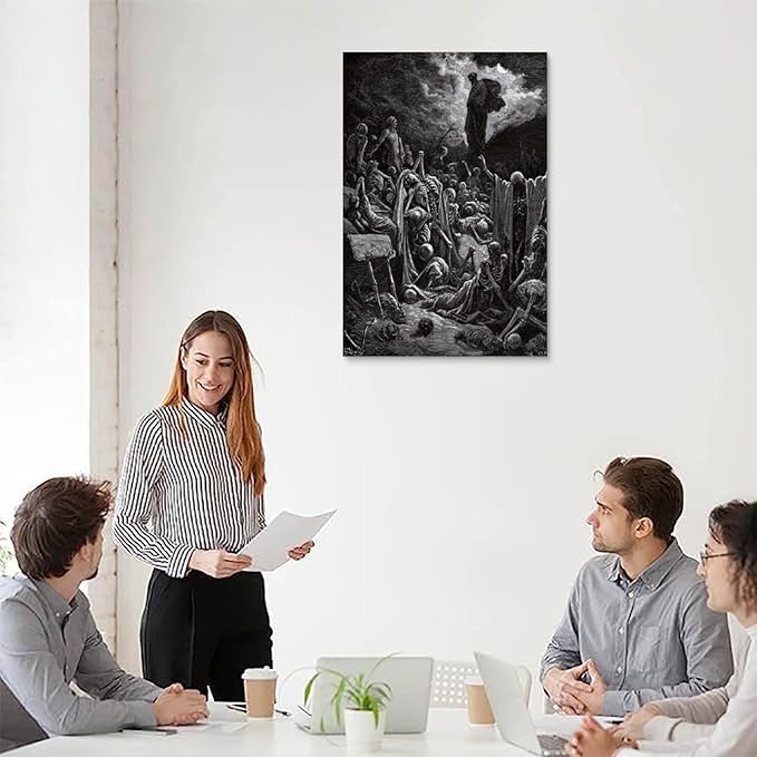 Gustave Dore The Vision Of The Valley Of Dry Bones Prints Wall Art Paintings Poster Art Canvas Painting Decor Wall Print Photo Gifts Home Modern Decoratives 12x18inch(30x45cm)