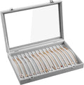Frebeauty 15 Hooks Necklace Organizer,Velvet Necklace Holder Tray with Lid | Jewelry Organizer for Necklace Pendant Chain,Women Jewelry Box,for Home Use and Jewelry Store,Jewelry Display for Drawer