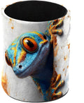 Vibrant Blue Gecko Pen Holder Pencil Organizer for Desk, 3.1” x 3.1” x 3.9” Pencil Cup Office Supplies, Large Capacity Cute Pen and Makeup Brush Holder for Home, School, Desktop