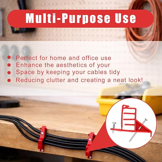 200 Pack Multi-Cable Staples with Steel Nails, Red Electrical Wire Stackers | Cable Stacker Clips for Organizing Multiple Electrical Wires NM Cable Coaxial and Data Lines on Wood Framing for Neat Routing