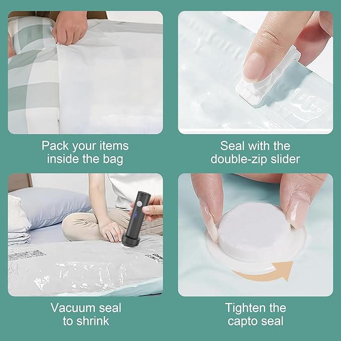 Travel Vacuum Storage Bags with Electric Pump, Multiple Combinations Travel Packing Bags for Luggage and Suitcase, Carry-on Size Compression Space Saver for Clothes and Clothing (E: 12 Combo-EPUMP)