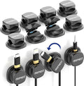 Cable Clips, 12 Pack Rotatable Cord Organizer with Adhesive | Strong Adhesive • 360° Rotatable • Keeps Cables Tangle-Free • For Desk, Car, Wall & Nightstand