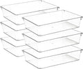 6 Pack Drawer Organizer - 6" X 9" Clear Acrylic Storage Bins with Non-Slip Pads, Versatile Desk Tray for Makeup, Jewelry, Kitchen, Bathroom, and Office Organization