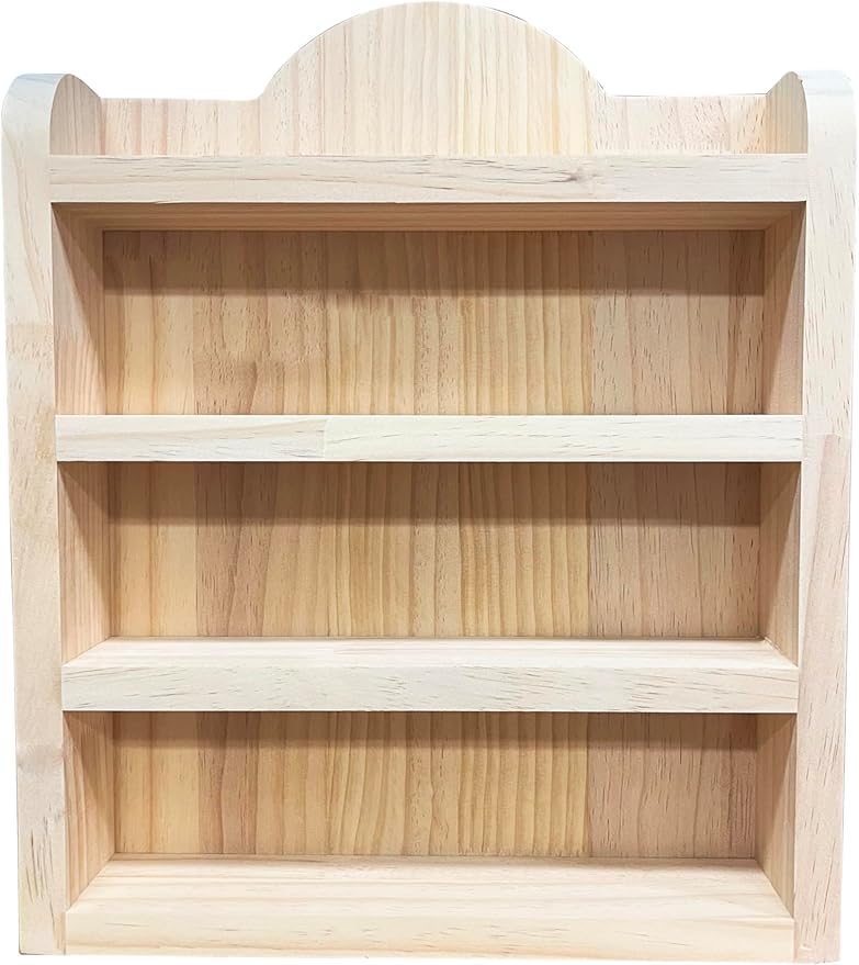 Wood Rack Shelf for Lenox Village Spice Jars 4-Tier Wall Mount Spice Rack for 24 Jars, No Assembly Required Display Organizer for Collectible Mini Spice Houses