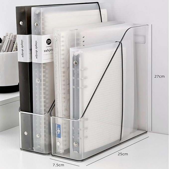 4-Pack Acrylic Vertical Magazine Holder & Book Organizer Clear Desktop File Storage Rack for Office/Home, Includes 3 Silicone Bookmarks (Space-Saving Design)