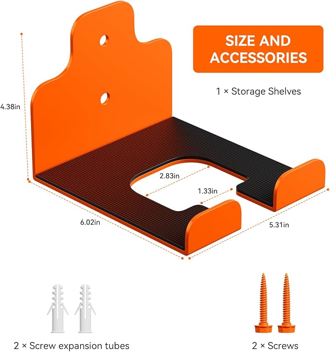 JNIHEEP Garage Organizer Trimmer Rack,Garden Power Tool Hanger,2Pack,Orange | Weedeater Rack, Heavy Duty Weed Whackers Holder Wall Mounted for Grass Trimmer, Hedge Trimmer, Garage Trimmer, Garden Tools