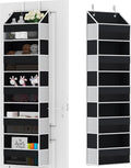 Over Door Organizer - Over The Door Storage Organizer with 5 Large Pockets & 10 Mesh Side Compartments - Heavy-Duty Hanging Storage for Bathroom, Bedroom & Nursery - Room Organizer Solution - Black