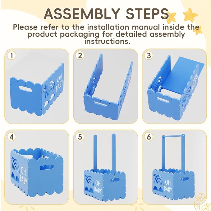Wooden Baby Shower Crate Closet for Boys and Girls, Basket Gifts for New Parents, Welcome Baby Gift, Suitable for Pregnancy (Blue)