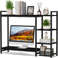 Snughome Adjustable Desk Shelf with Monitor Stand, 38.6" Desktop Organizer Hutch, Height Adjustable Computer Monitor Riser & 4 Tier Storage Bookshelf for Home Office Dorm, Black