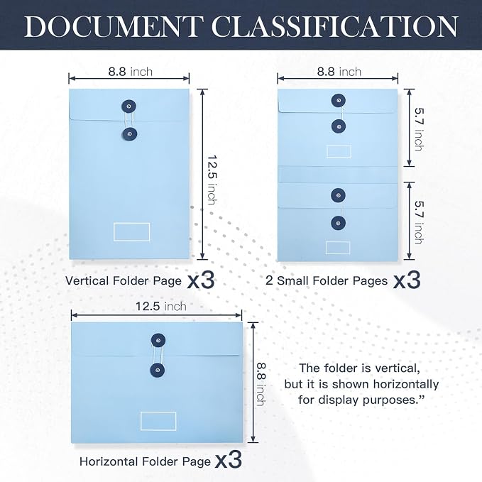 Important Document Organizer Personal Binder Organizer with Labels Accordion File Stylish Binder for Storing Important Papers, in case i die Binder Certificates, Passports, Photos, and Letters(Bule)