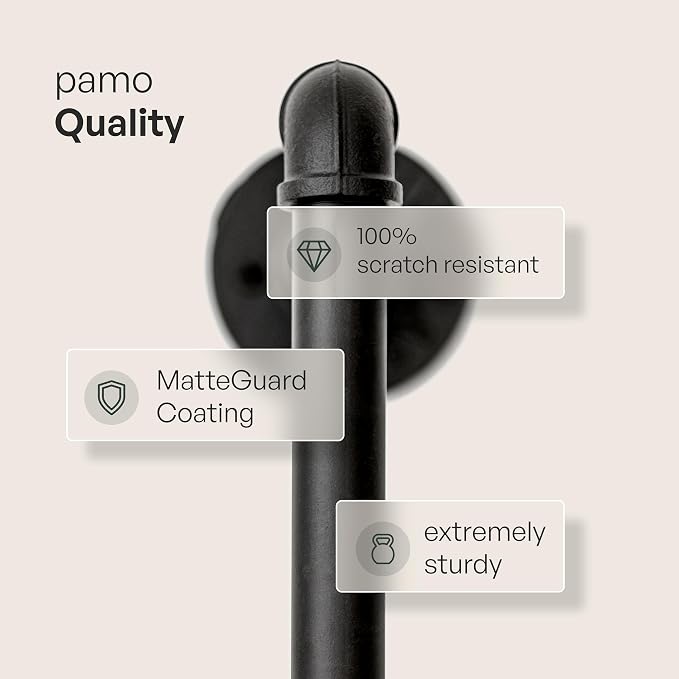 pamo Industrial Clothing Rack Wall Mounted Black – 117" W × 87" H, 880 lbs | Heavy Duty Pipe Closet System in Black Powder Coated Steel, Scratch-Resistant, Double Rod, Easy Assembly, Closet Organizer