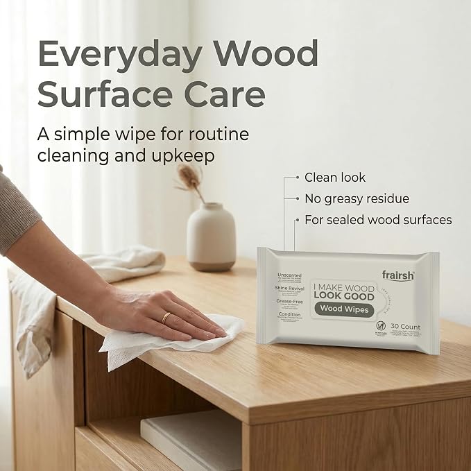 Wood Cleaning Wipes 180 Ct, Clean, Polish & Condition | Restore & Protect Shiny Surface, Wet Cleaner Wipes for Wooden Furniture, Kitchen Cabinets, Doors, Desks, Tables & Carved Wood