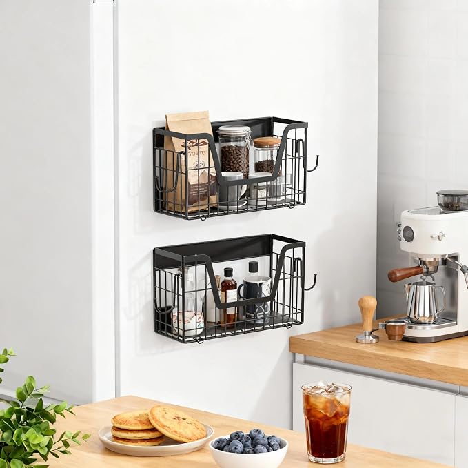 Magnetic Basket for Refrigerator Door,Magnetic Fridge Shelf Storage - 2pc | Versatile Produce & Vegetable Storage Container,Pantry Organizer & Holder,Large Capacity Basket for Kitchen,Cabinet,Pantry