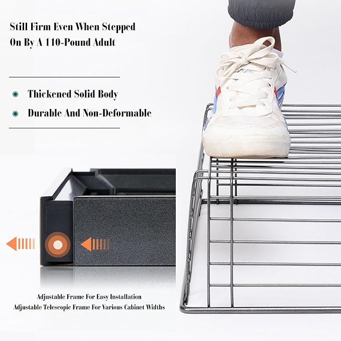 Pull-out Clothes Storage Basket,Stackable Shelf Baskets Organizer,Stackable Storage Bins with Slide Rails,for Wardrobe and Closet Drawer in Bedroom Office(White,29.92-31.88in)