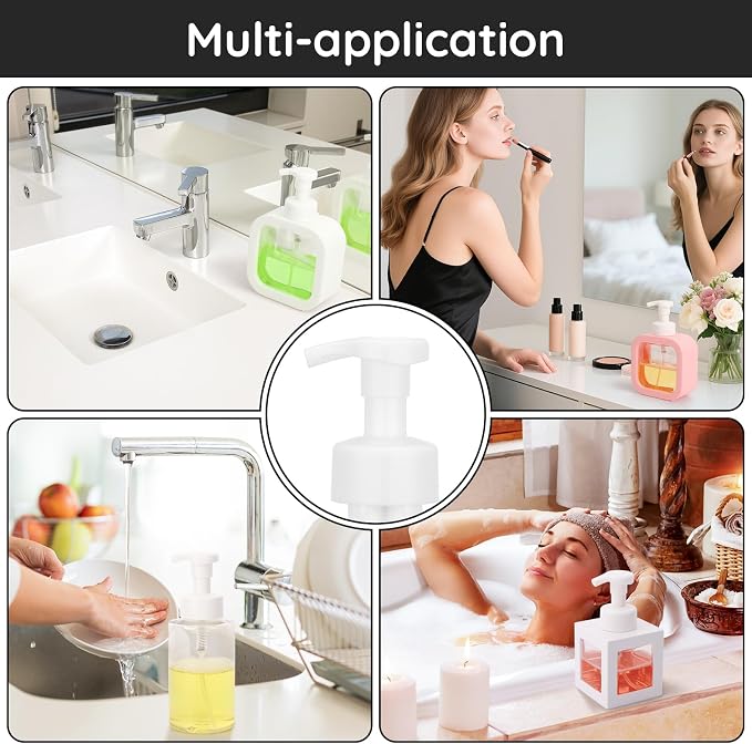 Segbeauty 3pcs White Foaming Hand Soap Pump Replacement, Countertop Foam Soap Dispenser Pump Heads, Foaming Dispenser Pumps for Bathroom Shampoo Bottle, 42 Thread Size Face Wash Bottle Replace Caps