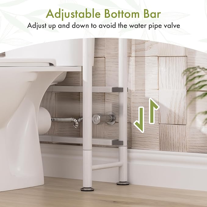 AmazerBath Over The Toilet Storage Bamboo, Bathroom Over Toilet Organizer Rack, 3-Tier Over Toilet Shelf, Space Saver, White