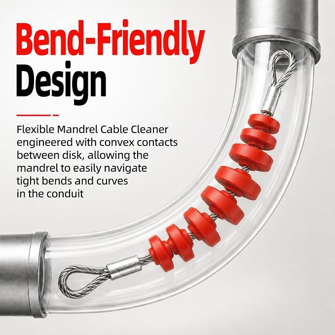 30464K Flexible Cable Conduit Mandrel, 4 Inch Bidirectional Cable Mandrel Grip Tools 6600LB Duct Preparation Cable Pulling, for Electricians Telecommunications Contractors