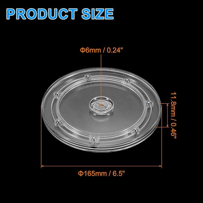 uxcell Acrylic Lazy Susan Turntable, 6.5 Inch Clear Turntable Organizer Ball Bearing 360 Degree Rotating Tray for Spice Rack Table Cake Kitchen Pantry Decorating Bathrooms