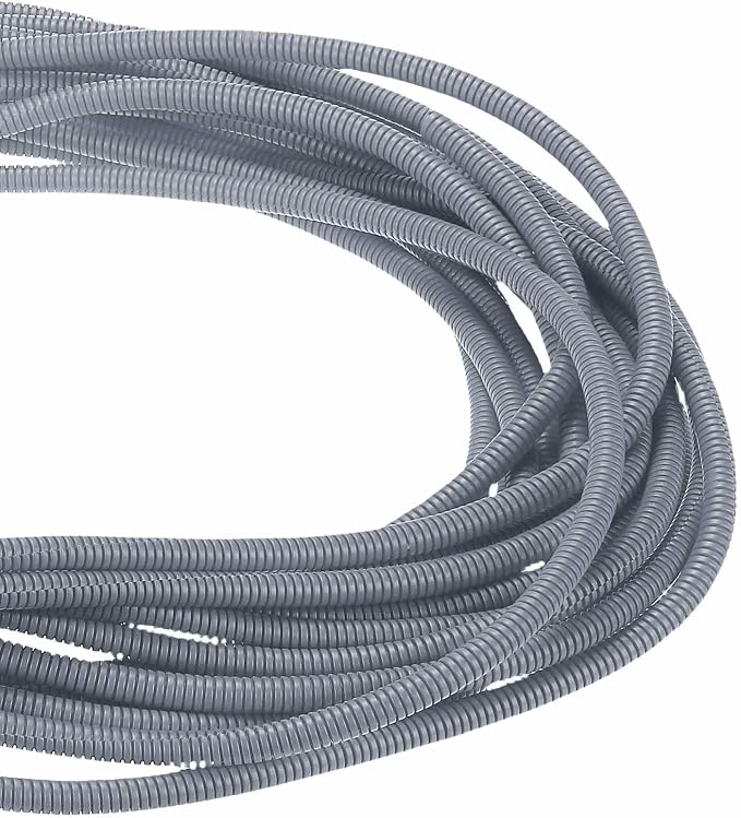 DMiotech 50ft Wire Loom Split Tubing 1/4 Inch(6.4mm) ID, Cord Protectors from Pet Flexible Conduit Cable Management for Office Home Garden, Gray