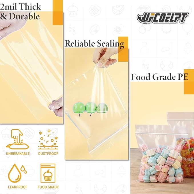 3''x 4'' Pack of 1000 Small Clear Poly Zipper Bags Reclosable Storage Plastic Bags for Jewelry, Gift Card, Halloween Candy