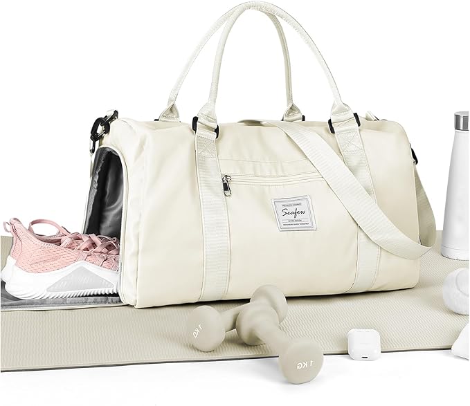 Gym Bag Womens Mens with Shoes Compartment and Wet Pocket Travel Duffel Bag for Women for Plane Sport Gym Tote Bags Swimming Yoga Small Waterproof Weekend Overnight Carry on Bag Hospital Holdalls