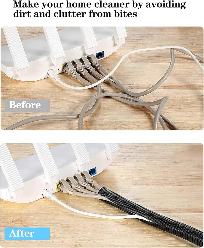 1/4 Inch Wire Loom Split Tubing - 16.5 ft Cord Protector Electric Wires Covers, Automotive Wire Flexible Conduit, Plastic Wire Cover