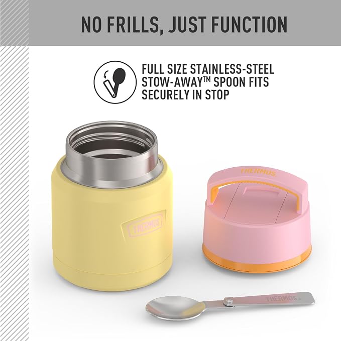 THERMOS ICON Stainless Steel Food Jar with Spoon, 12 Ounce, Yellow